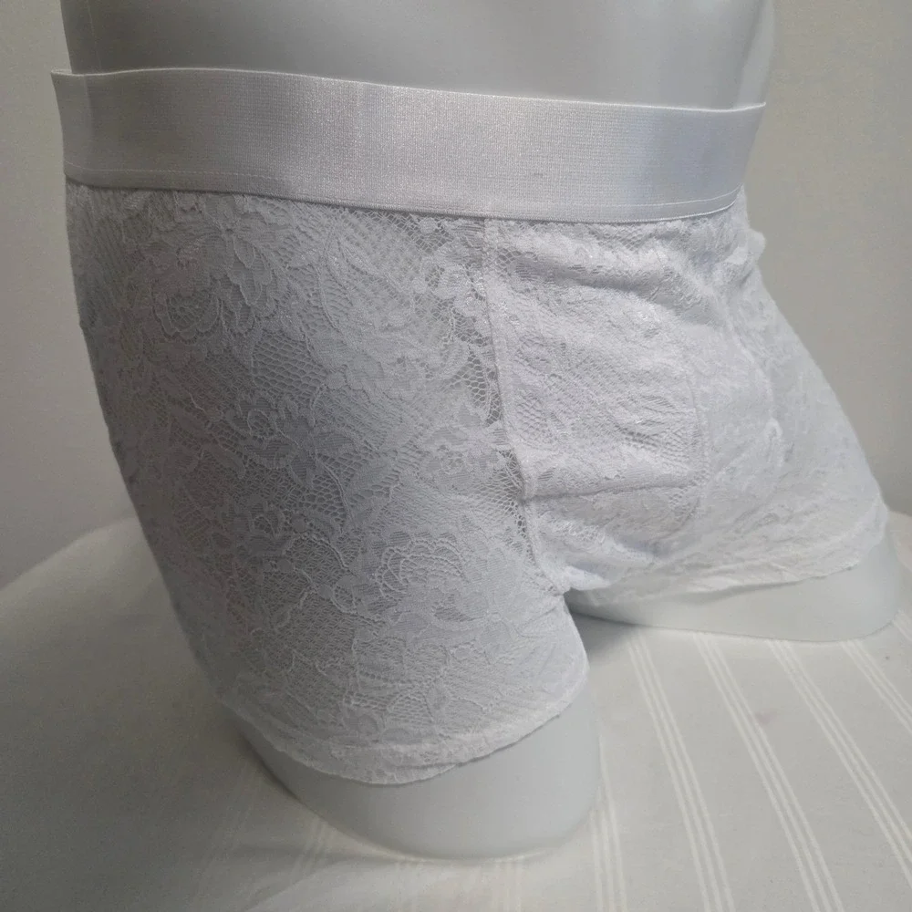 Cosabella Never Say Never Mens White Lace Boxer Briefs Trunks New